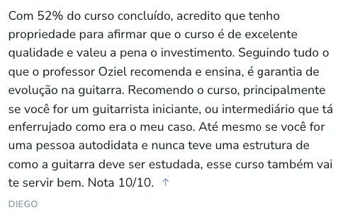 Print original de avaliação: Diego