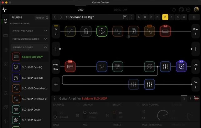 Bloco Soldano e controles de canal durante a comparação.
