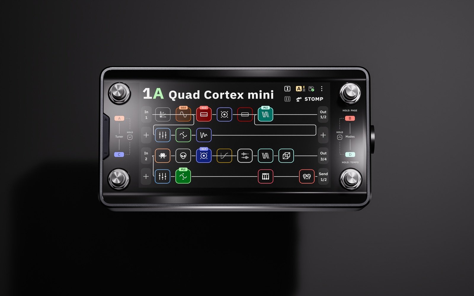 Tela do Quad Cortex com atualização CorOS